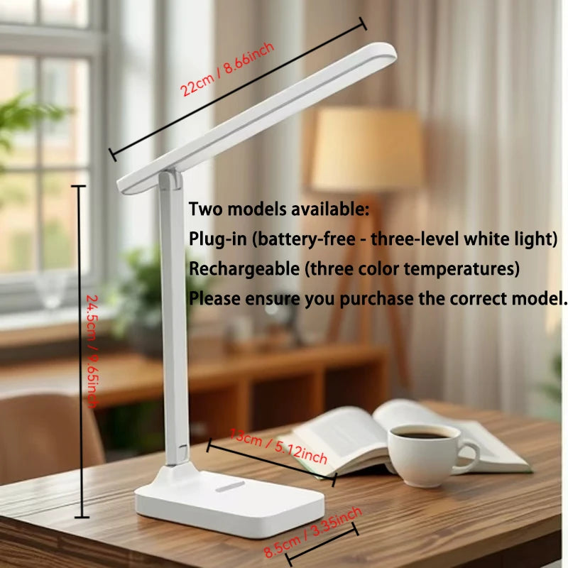 Plastic Desk Lamp With Eye Protection Foldable USB Dimming