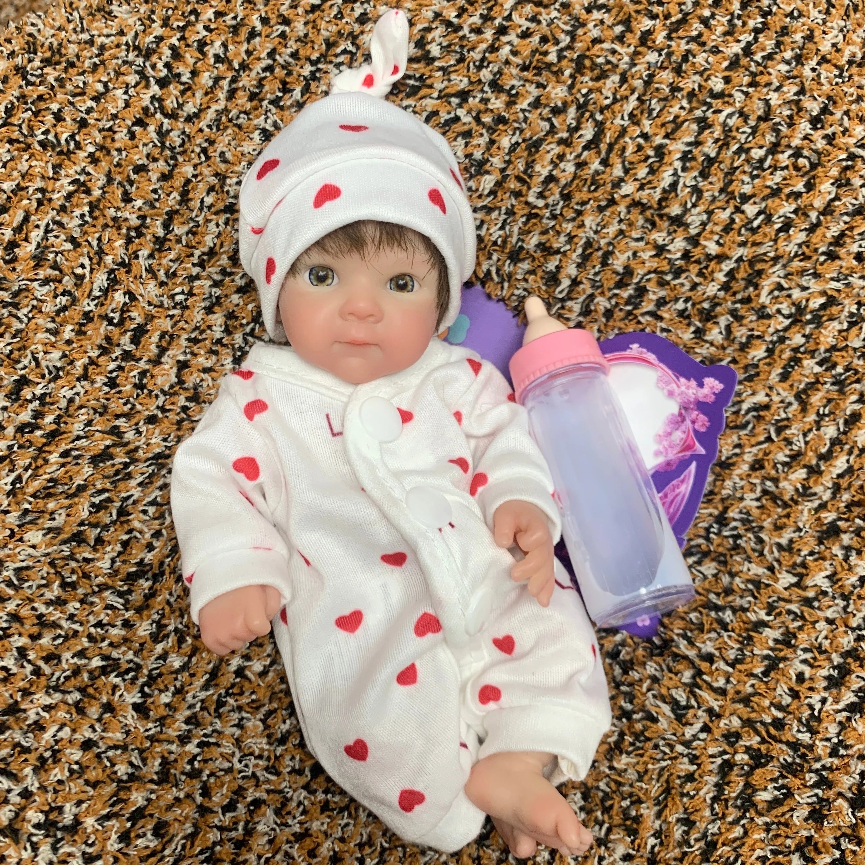8 Inch/20 cm Washable Reborn Girl Doll, Full Silicone Body with Rooted Hair, Ultra Lifelike Design.