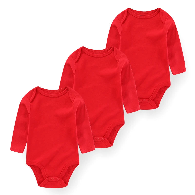 Kiddiezoom Three Piece Newborn Cartoon Long Sleeve 100 Percent Cotton Baby Bodysuits Unisex Soft Infant Onesies