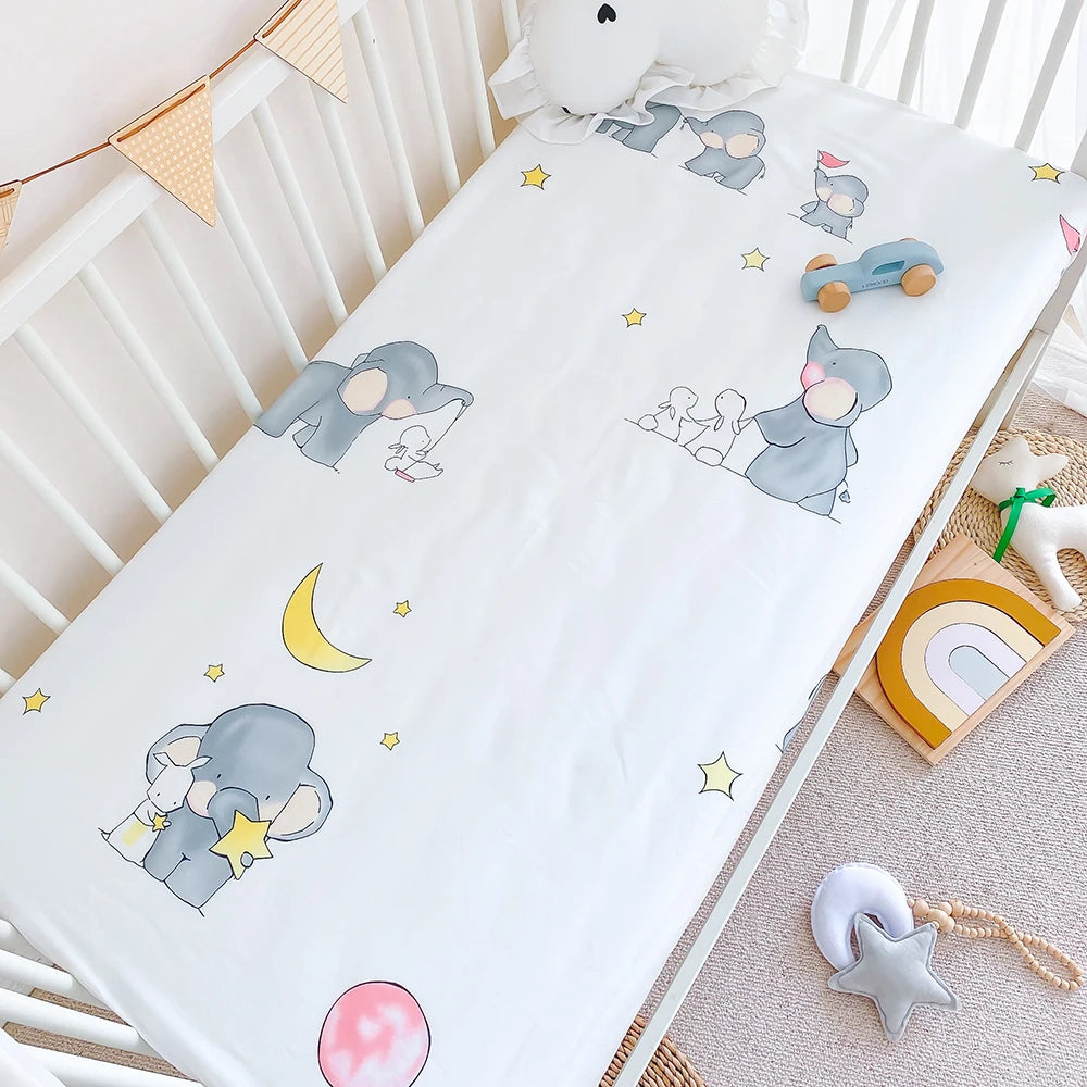 6/9Pcs Cartoon Print 100% Cotton Baby Crib Bedding Set for Boys Newborn Infant Toddler Nursery Bed Set Decor 120*60/120*70Cm