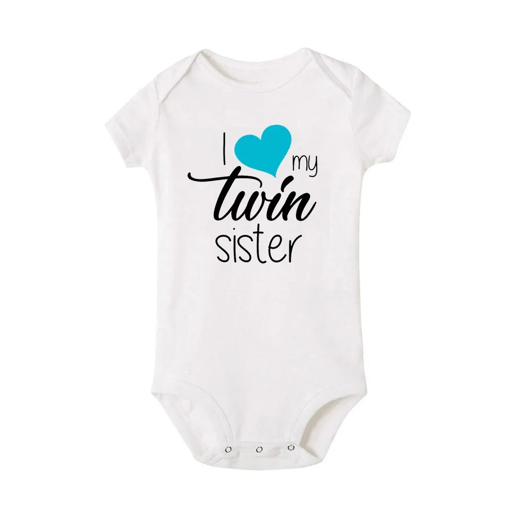 Twins Infant Bodysuit I Love My Twin Sister Brother Unisex Short Sleeve Newborn Romper Baby Gift