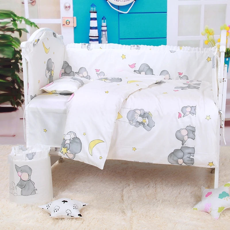 6/9Pcs Cartoon Print 100% Cotton Baby Crib Bedding Set for Boys Newborn Infant Toddler Nursery Bed Set Decor 120*60/120*70Cm