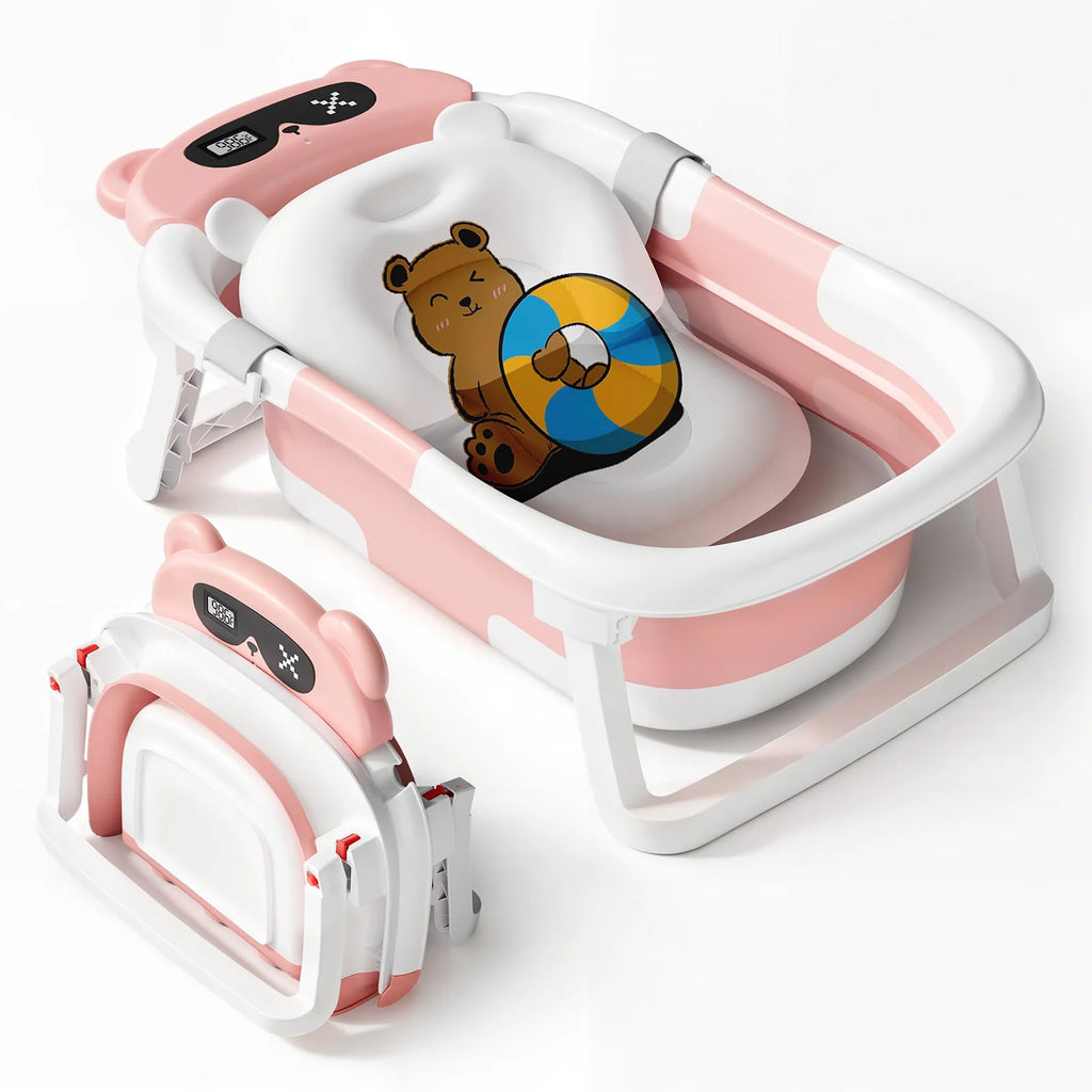 Foldable Baby Bath with Soft Cushion Temperature Display