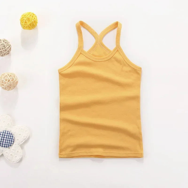 Kids Cotton Sleeveless Tank Top – Solid Colours, 2–11 Years