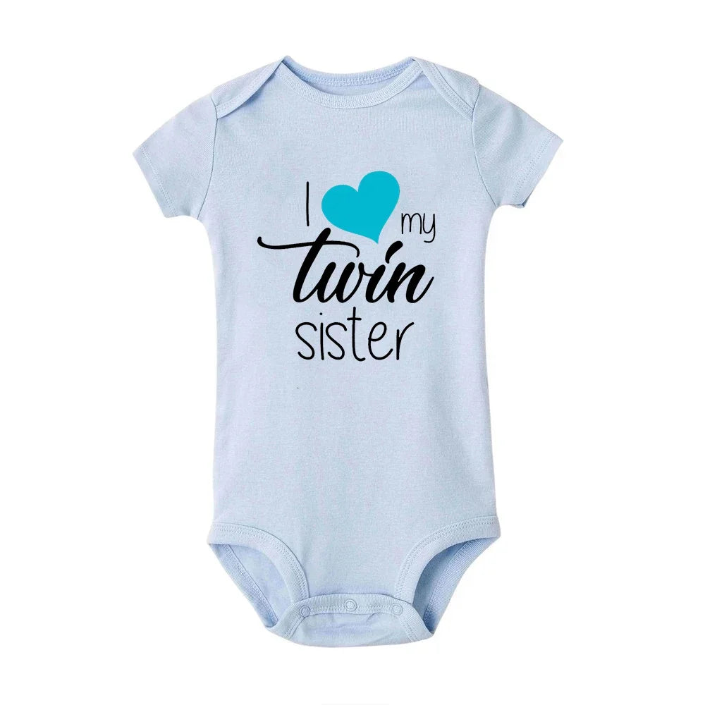Twins Infant Bodysuit I Love My Twin Sister Brother Unisex Short Sleeve Newborn Romper Baby Gift