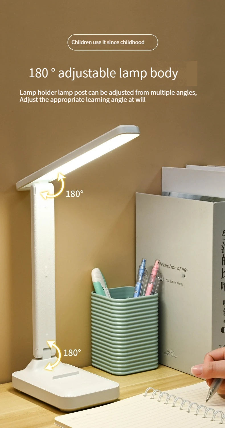 Plastic Desk Lamp With Eye Protection Foldable USB Dimming