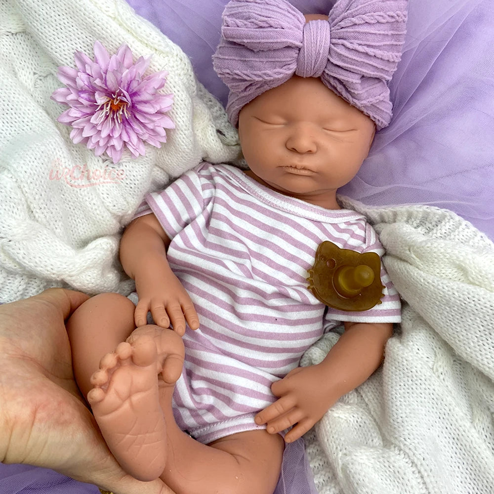 Newborn Silicone Baby Doll Full Body Weighted Hand Painted Reborn Doll Closed Eyes Lifelike Girl Collectibles DIY Reborne Artist