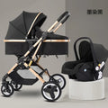 2025 New Style Newborn Baby Stroller High View Two-way Three-in-one Sitting and Lying Baby Stroller with Basket and Car Seat