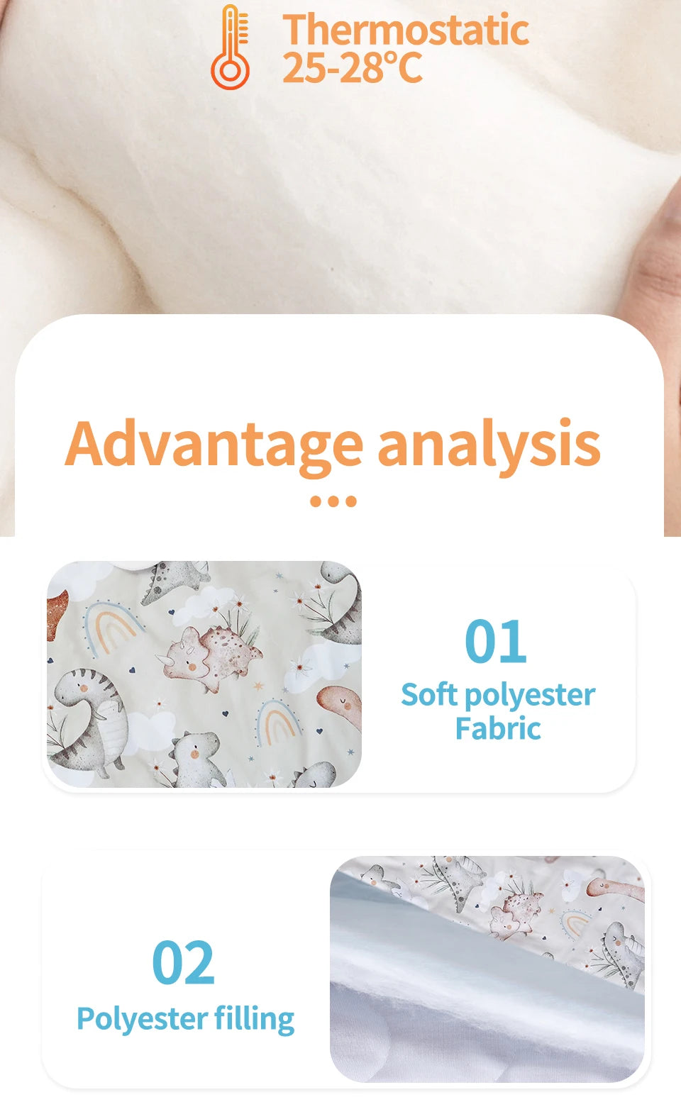 Elinfant Cozy Soft Thick Baby Sleeping Bag For Autumn Winter Sleeveless Design Sleep Sacks