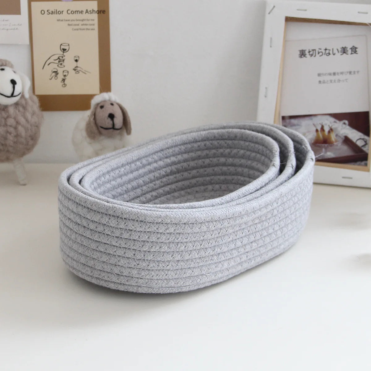 1PCS Nordic Cotton Rope Storage Baskets Woven Desktop Sundries Kids Toys Organizer Box Baby Dirty Clothes Laundry Basket Hamper