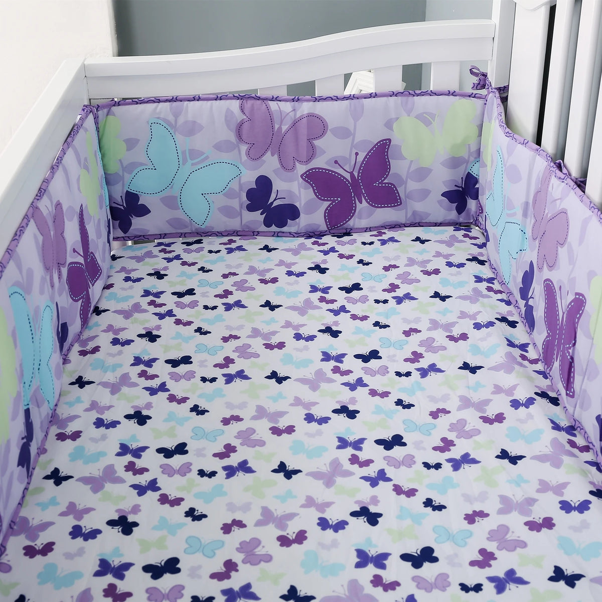 Crib Bedding Set Cotton Purple Elastic Fitted Sheet for Standard Cribs