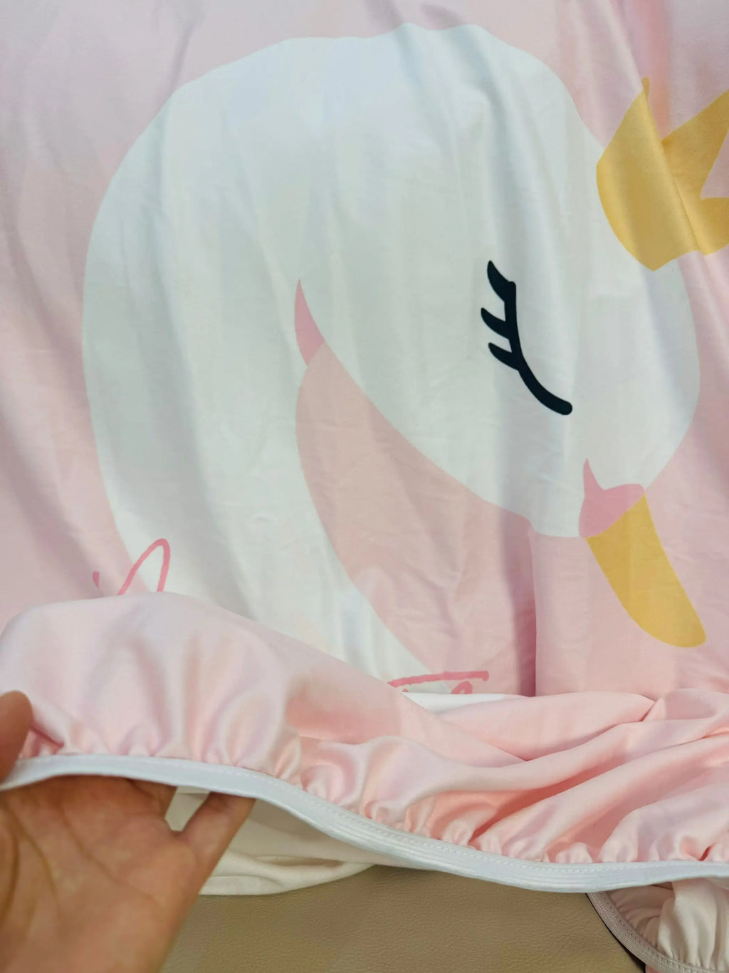 Pink Cute Swan Crib Sheet Set, Custom Name Baby Girl Crib Bedding Set, Baby Shower Gift Bedding Set