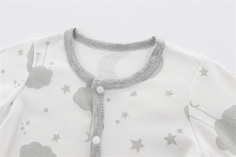 Newborn Bodysuit Cotton Autumn and Winter Long Sleeve Baby Onesies Soft Baby Clothes Footed Onesies Cartoon Boys Romper 0-9Month