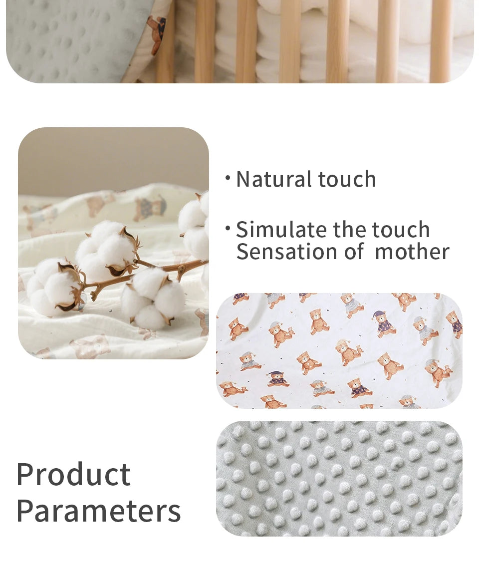 1PC Baby Blanket, Soft Plush Minky Blanket with Double Layer Dotted Backing for Toddler, Multicolor Printed 30 X 40 Inch