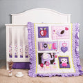 Soft Crib Bedding Set Baby Girl Nursery Crib Sets for Girls Standard Size 3Piece Comforter Fitted Sheet Crib Skirt