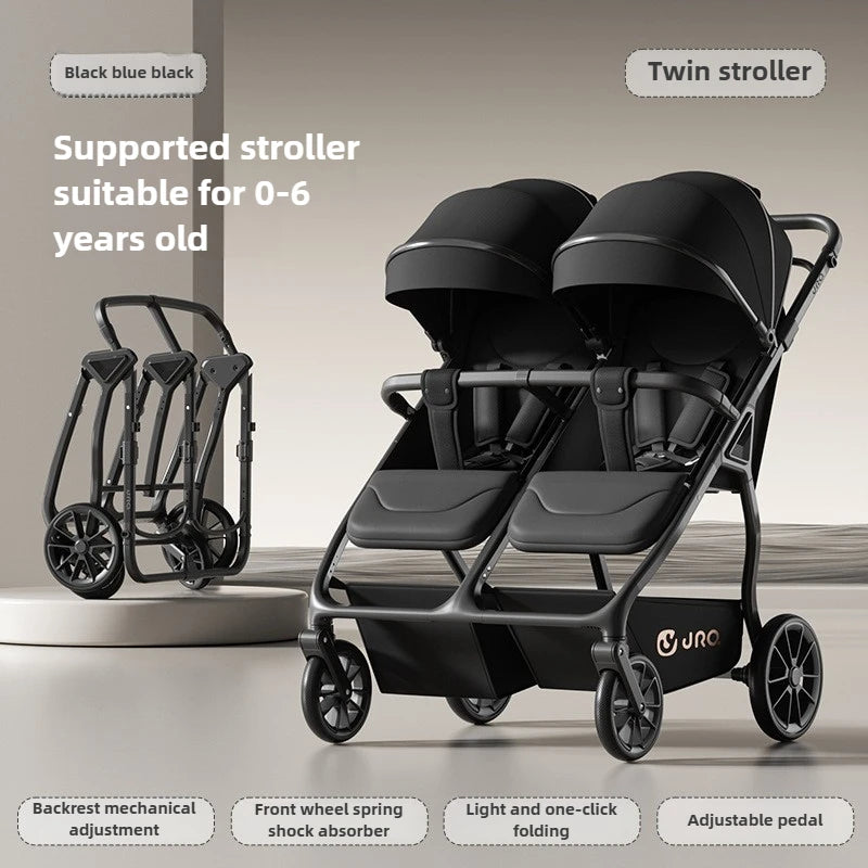2025 New High-view Twin Baby Stroller Can Sit or Lie Down Baby Stroller Lightweight Foldable Double Baby Stroller