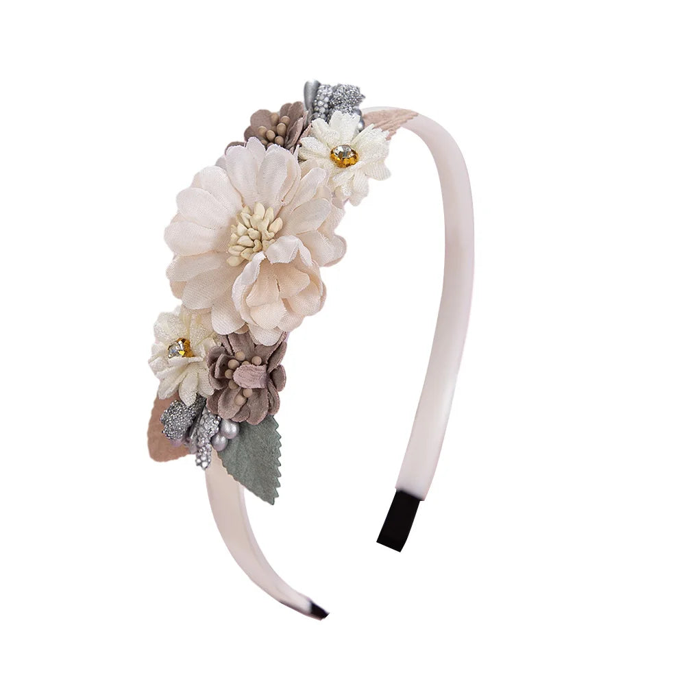 Rose & Rhinestone Girls Headband – Floral Design