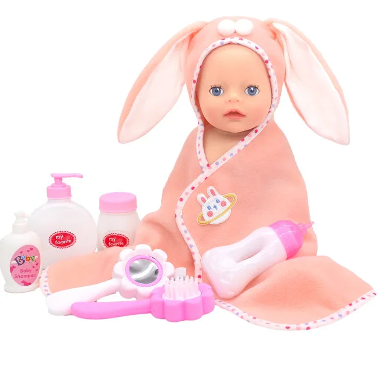 14 Inch Baby Doll Pink Dress 36cm Girl Doll Clothes Outfit Rompers Toys Clothing