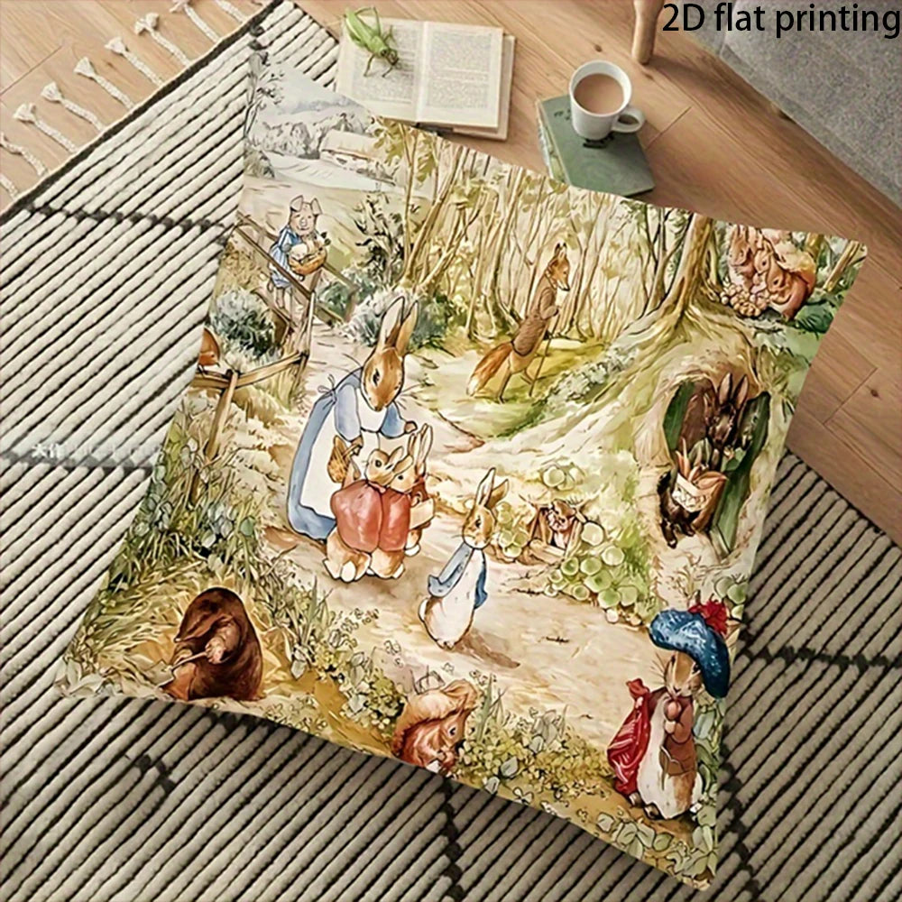 2D Flat-1PC Peter Rabbit Forest Throw Pillow Cover ,Suitable for beds, sofas, lounge chairs, home decoration.