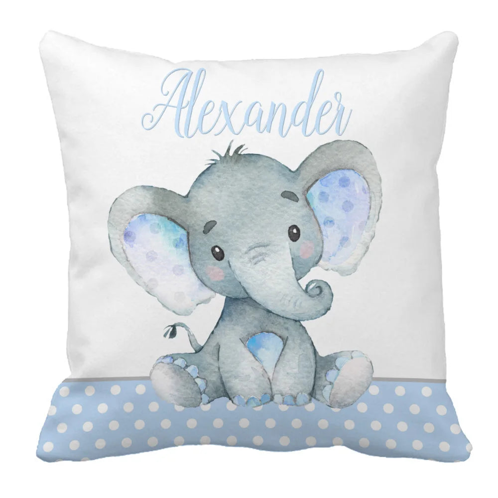 Personalized Baby Boy Crib Sheet Set With Custom Name Blue Elephant Bedding All Seasons