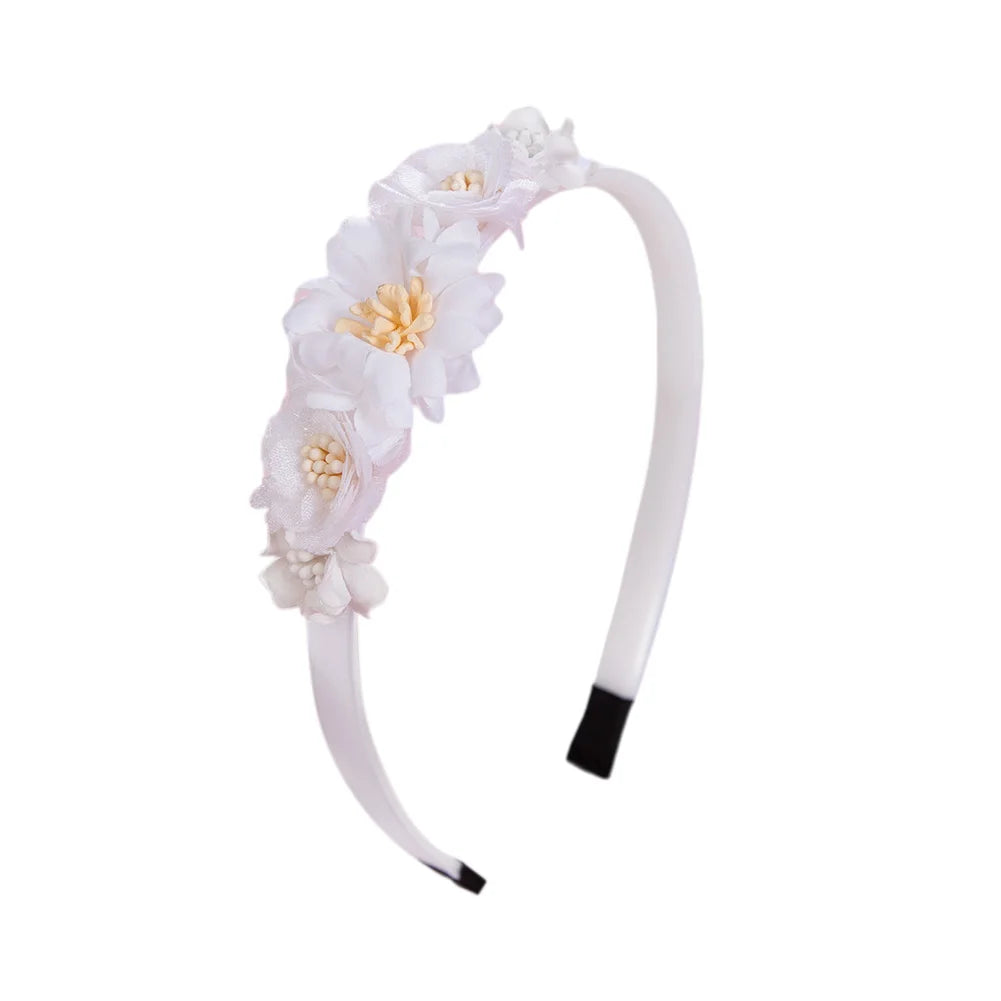 Rose & Rhinestone Girls Headband – Floral Design