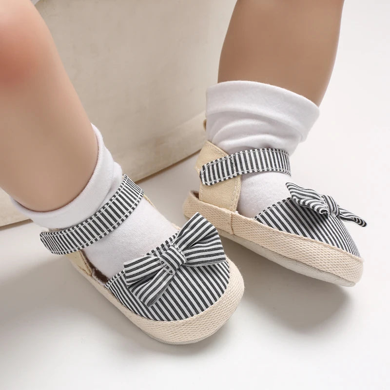 Bow Canvas Baby Girls Sandals, Summer Soft Sole Comfortable Lightweight Casual Walking Shoes