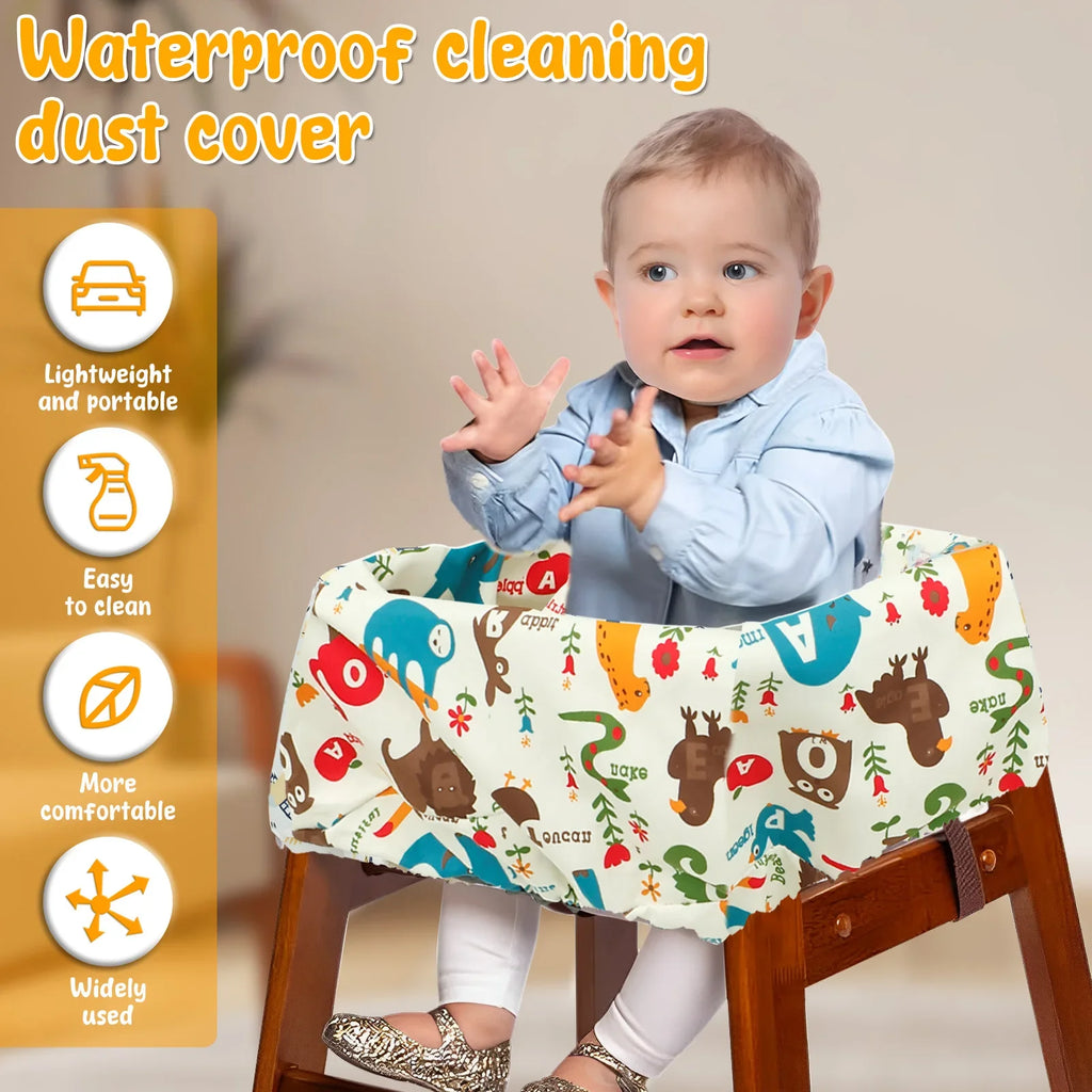 Baby Shopping Cart Seat Cover Polyester Waterproof Carton Style Baby Safety Cart Cover Comfortable Children Anti-Dirty Seat Pad