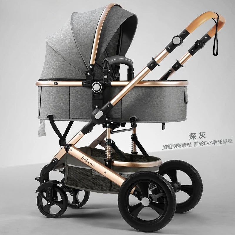 Baby Stroller High Landscape Newborn Can Sit and Lie Down Folding Shock-absorbing Two-way Baby Stroller