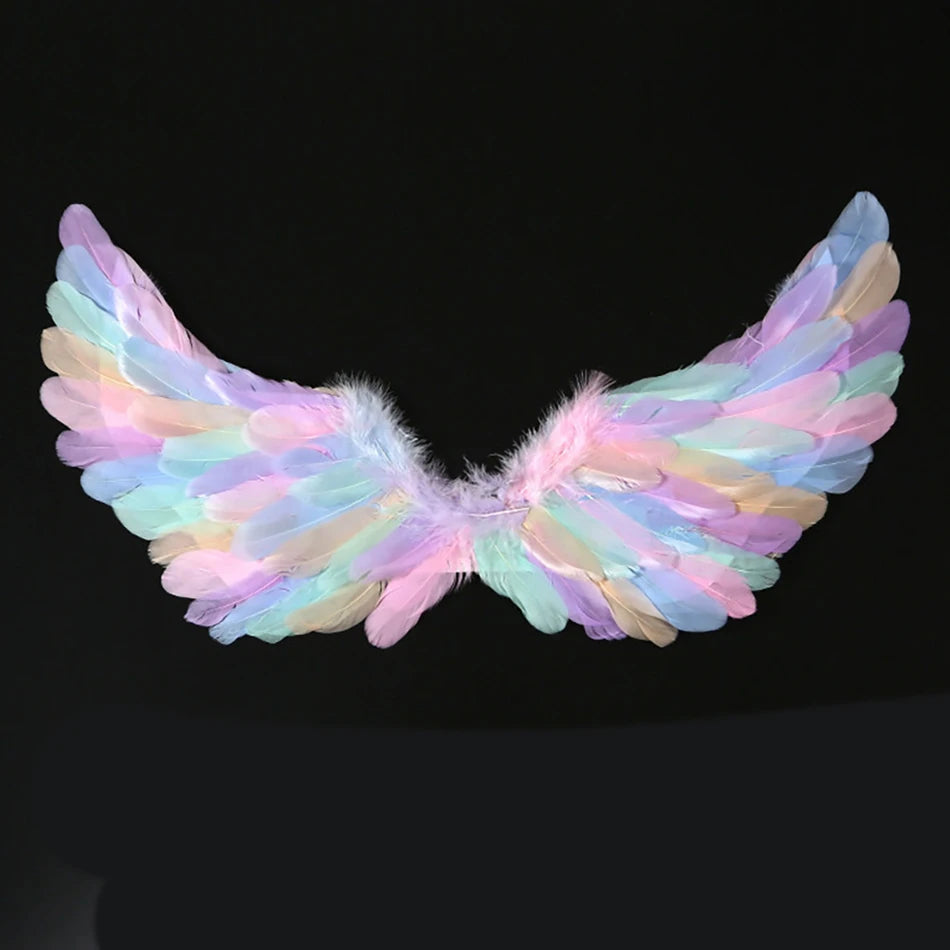 Faux Feather Angel Wings For Kids Halloween Cosplay Prop White Or Black Stage Accessory