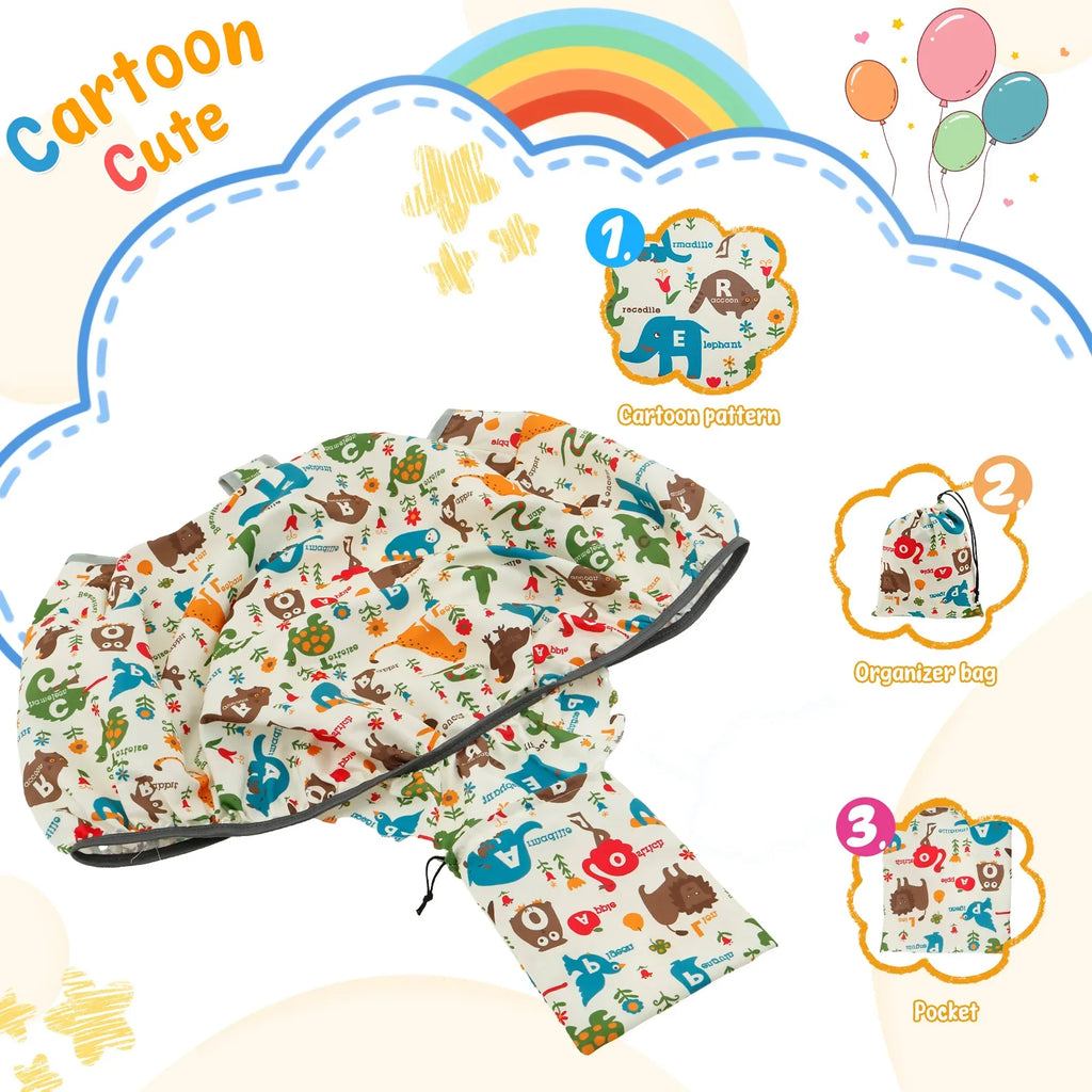 Baby Shopping Cart Seat Cover Polyester Waterproof Carton Style Baby Safety Cart Cover Comfortable Children Anti-Dirty Seat Pad
