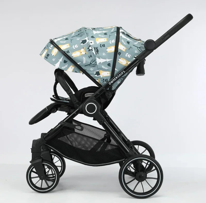 Lightweight Baby Stroller Sit And Lie Down One Click Fold Pushchair With High Seat And Shock Absorbing