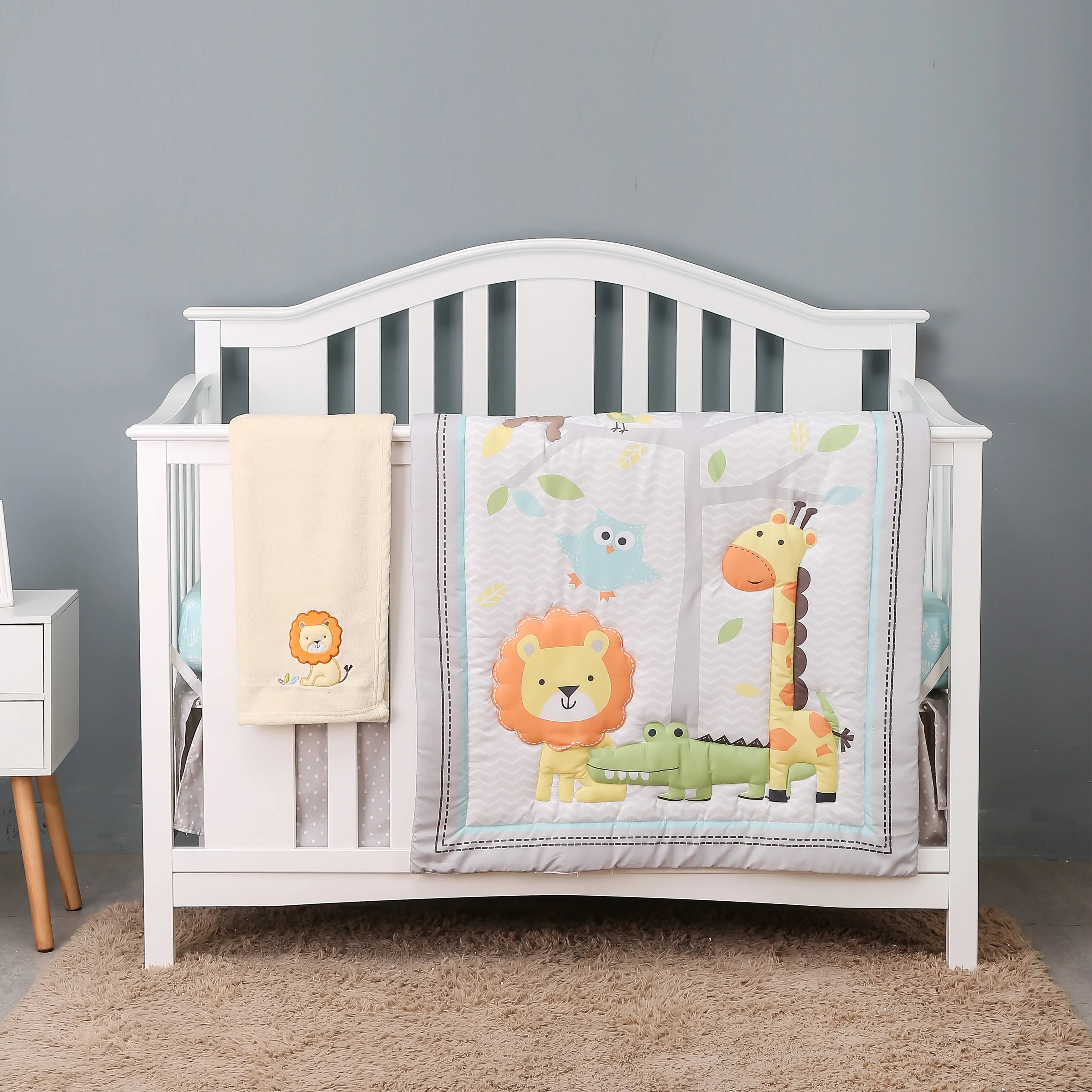 Giraffe Theme Cot Bedding Set Unisex Animal-Pattern Breathable Fabric