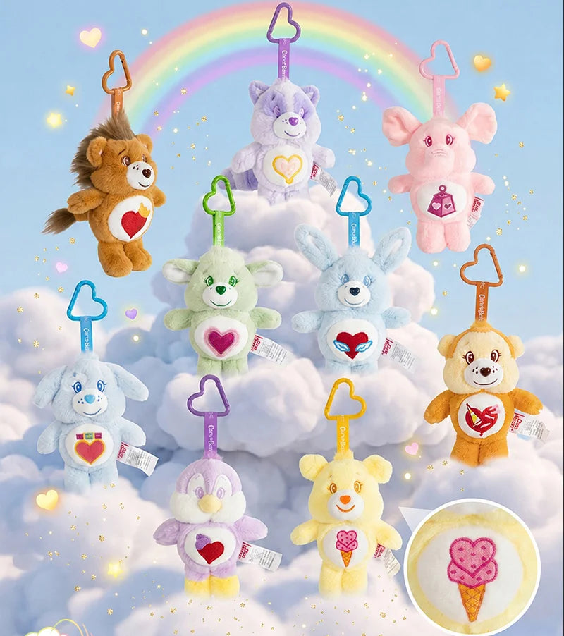 Care Bears Cousins Plush Keychain 15cm Animal Doll Pendant Cartoon Stuffed Toy Keyring Bags Decor Gift Plushie Charms Accessorie