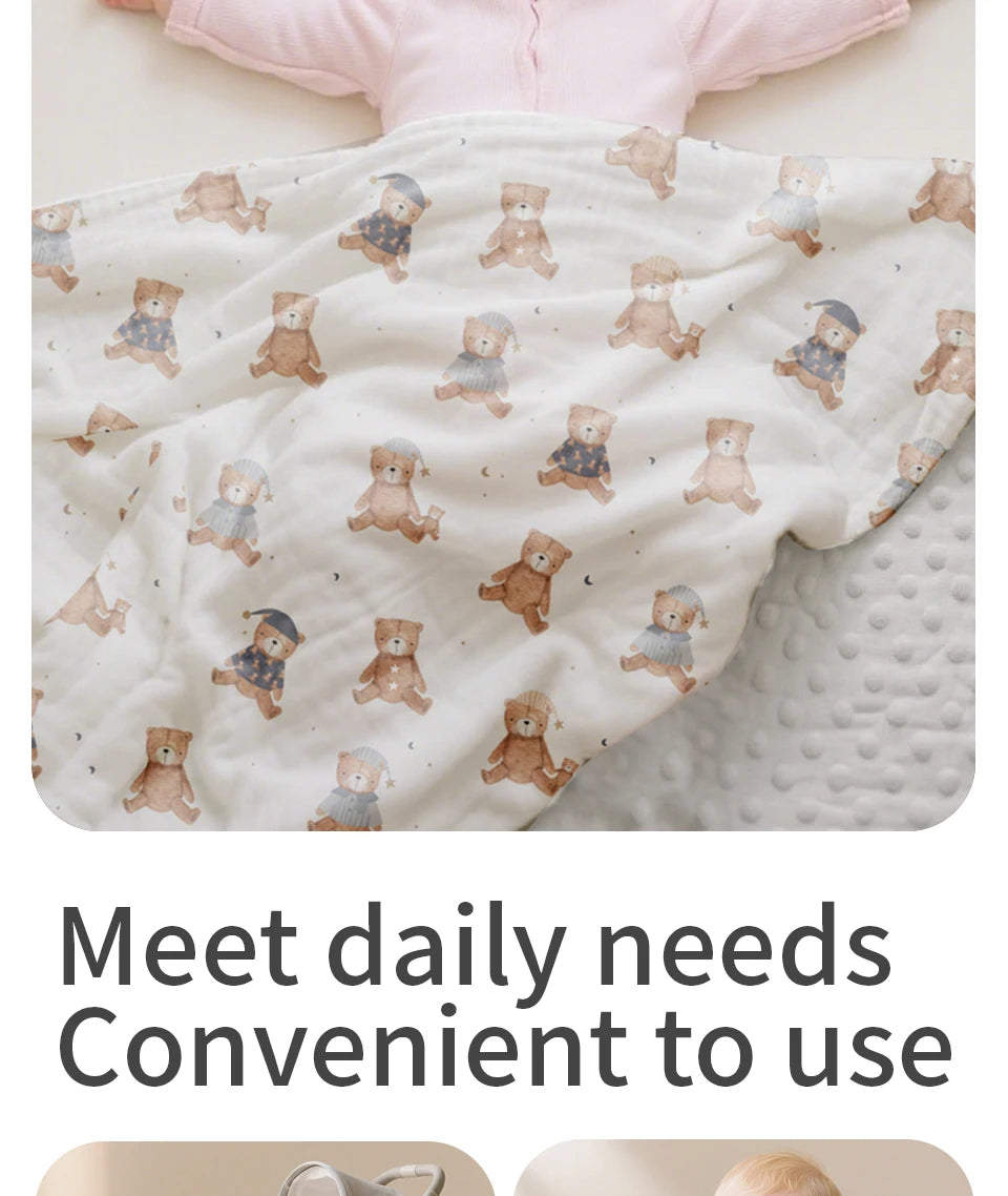 1PC Baby Blanket, Soft Plush Minky Blanket with Double Layer Dotted Backing for Toddler, Multicolor Printed 30 X 40 Inch