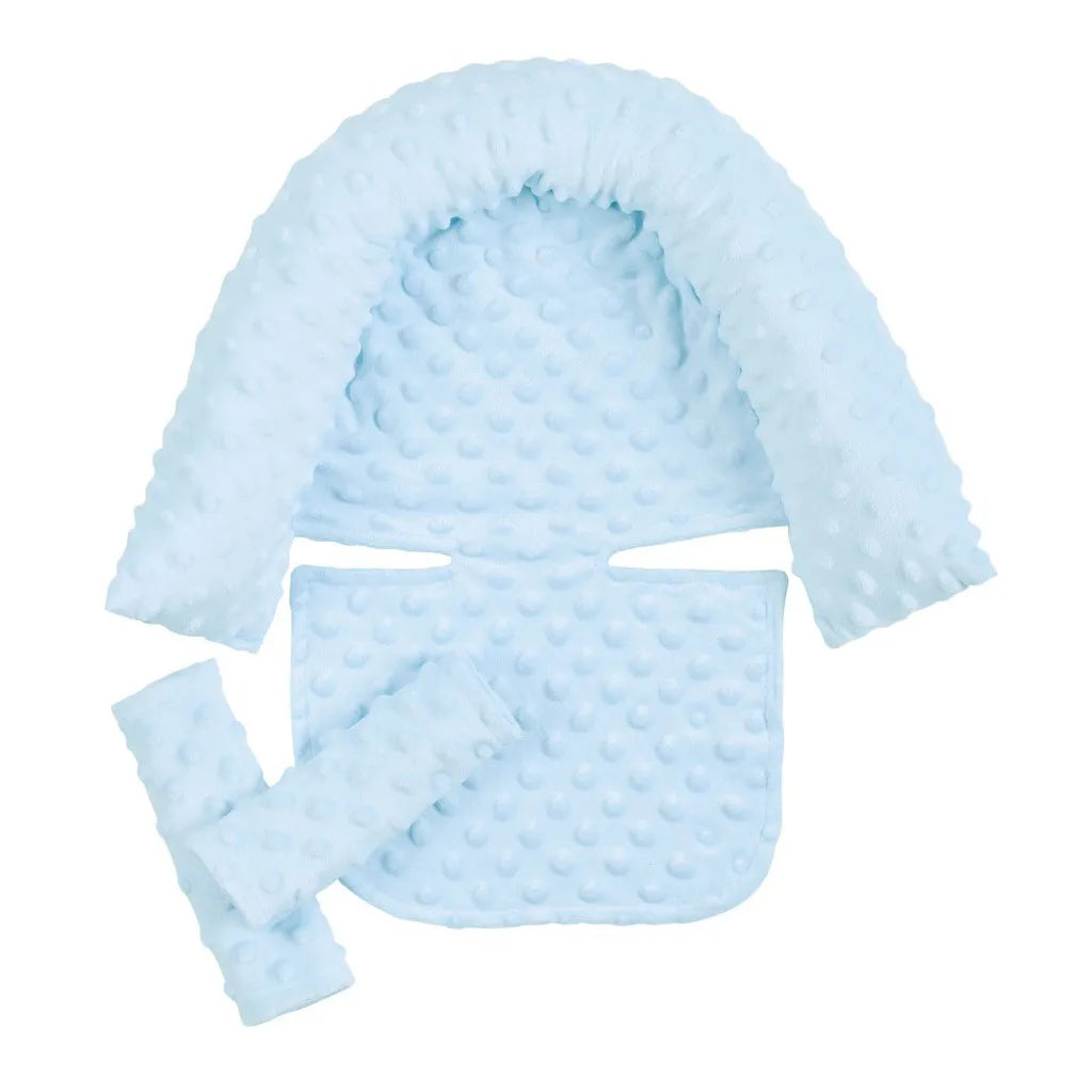 Baby Car Seat Head Support Pillow Must Haves Soft Dot Fleece 9 Colors Seat Belt Cover Baby Daily Travel Use Soft Protection Set