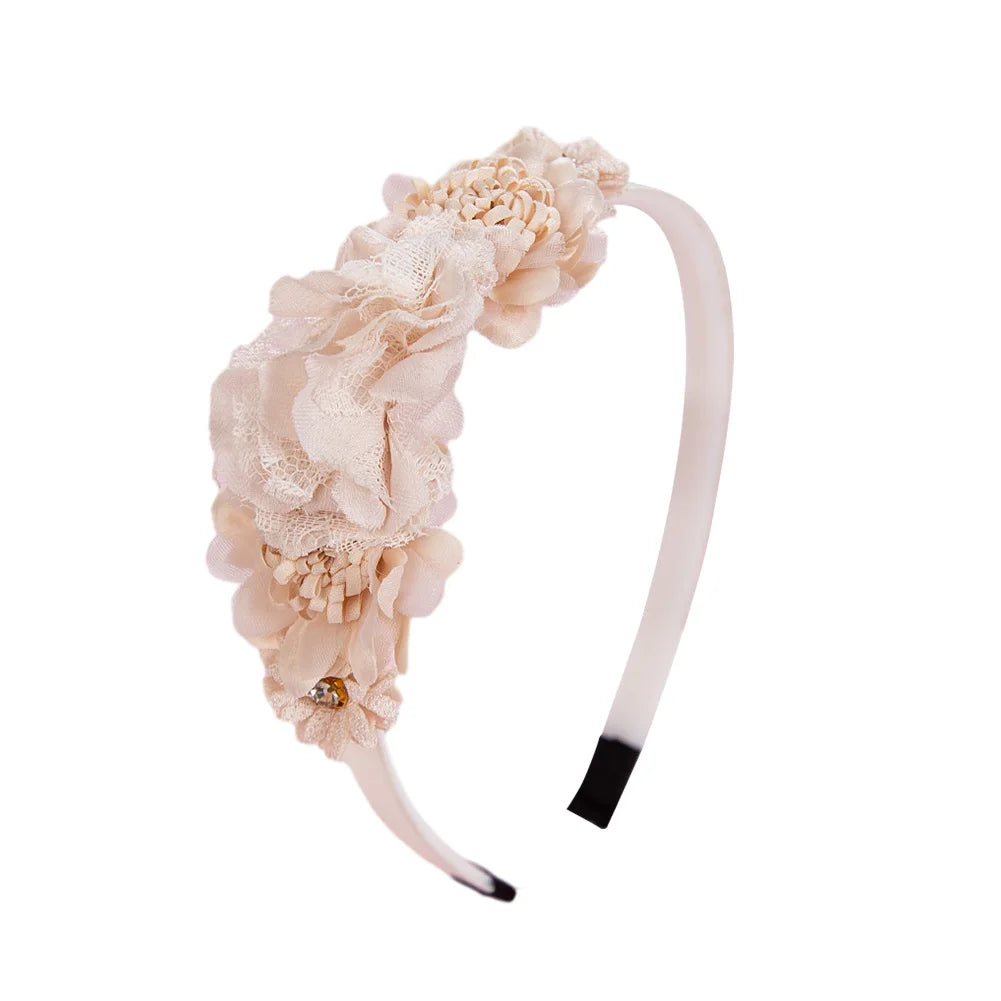 Rose & Rhinestone Girls Headband – Floral Design