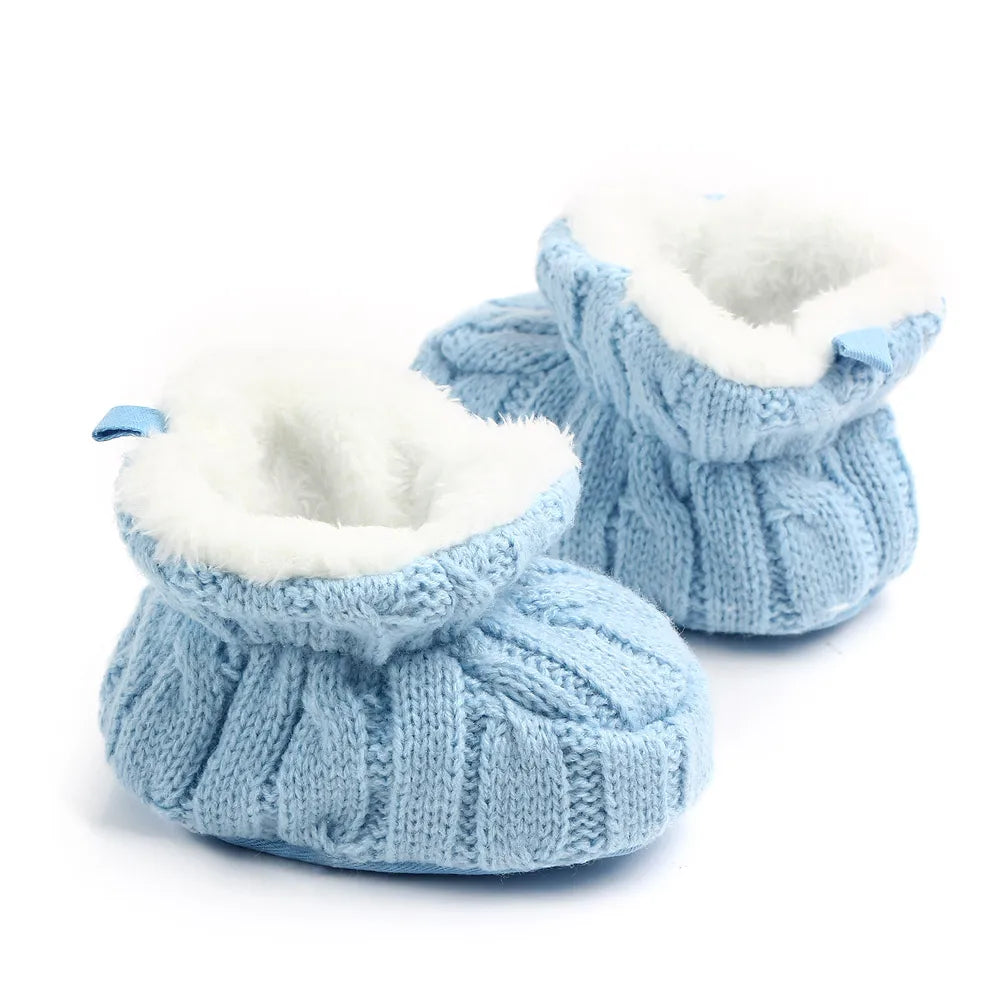 Baby Winter Shoes Knitted Fabric Soft Cotton Warm Infant Prewalking Shoes for Girls and Boys 0-12 Month Babies First Walking