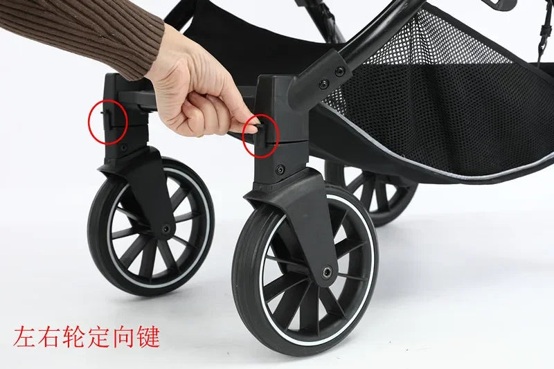 Light Baby Stroller Can Sit Lie Down One-click Folding Pushchair High Landscape Pram Shock-absorbing Newborn Carriage