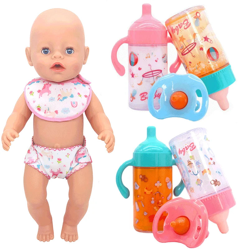 Doll Accessory Pretend Feeding Care Kit Magic Disappearing Fake Bottles Nipples Bib Diapers Dress-up Play Gifts Family Game Toys