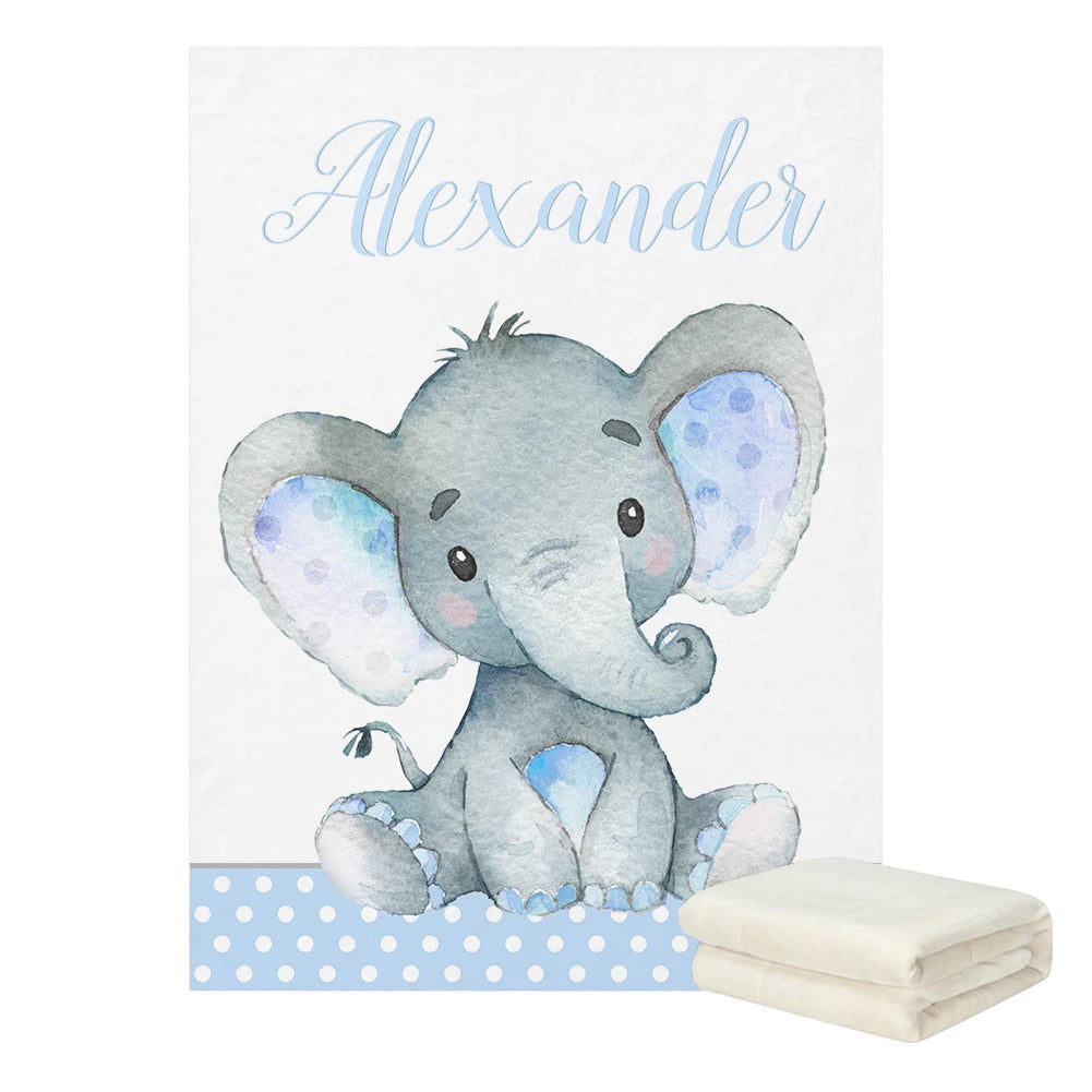 Personalized Baby Boy Crib Sheet Set With Custom Name Blue Elephant Bedding All Seasons