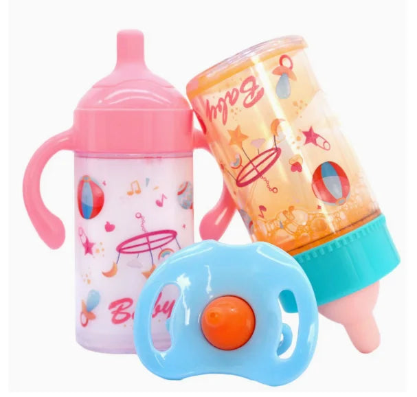 Doll Accessory Pretend Feeding Care Kit Magic Disappearing Fake Bottles Nipples Bib Diapers Dress-up Play Gifts Family Game Toys