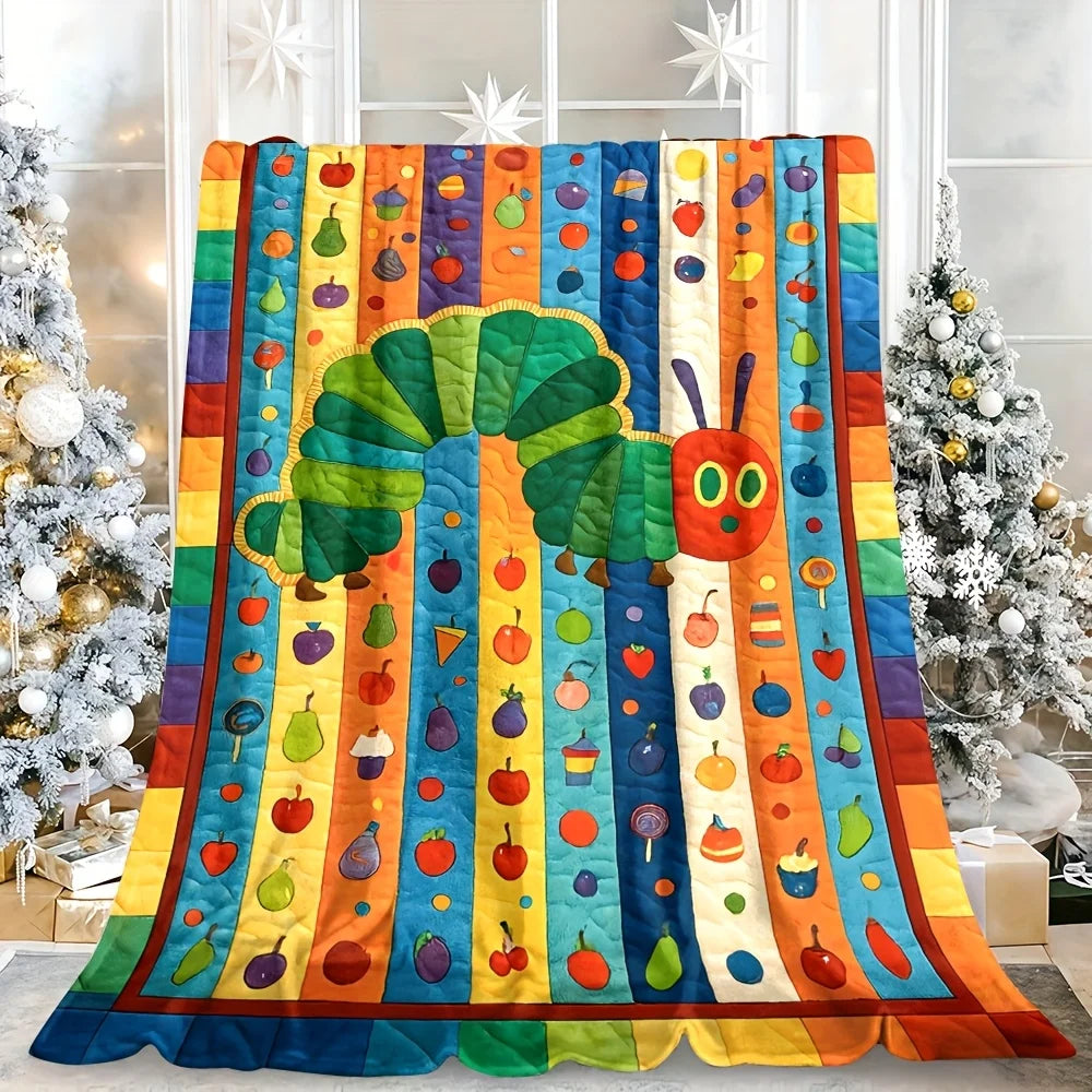 1PC Very Hungry Caterpillar Blanket 2D Printed Soft Cozy Flannel Throw Blanket for Bed Couch Sofa Nursery Warm Blanket Gift