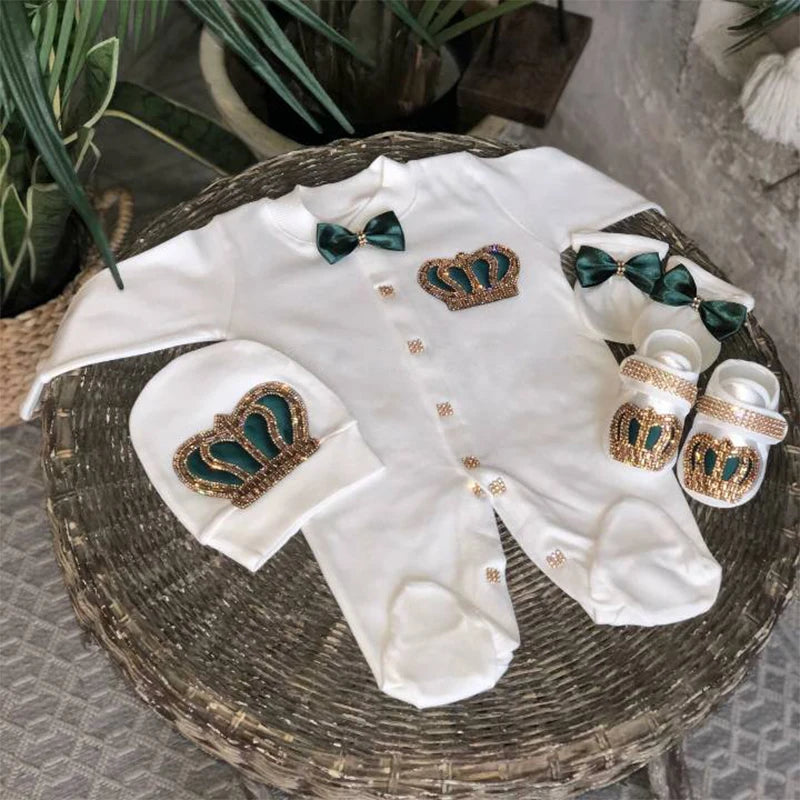 Dollbling 5pcs Newborn Welcome Home Outfits Cotton Infant Baby Nest Luxury Bedding Personalized Embroidery Blanket Set
