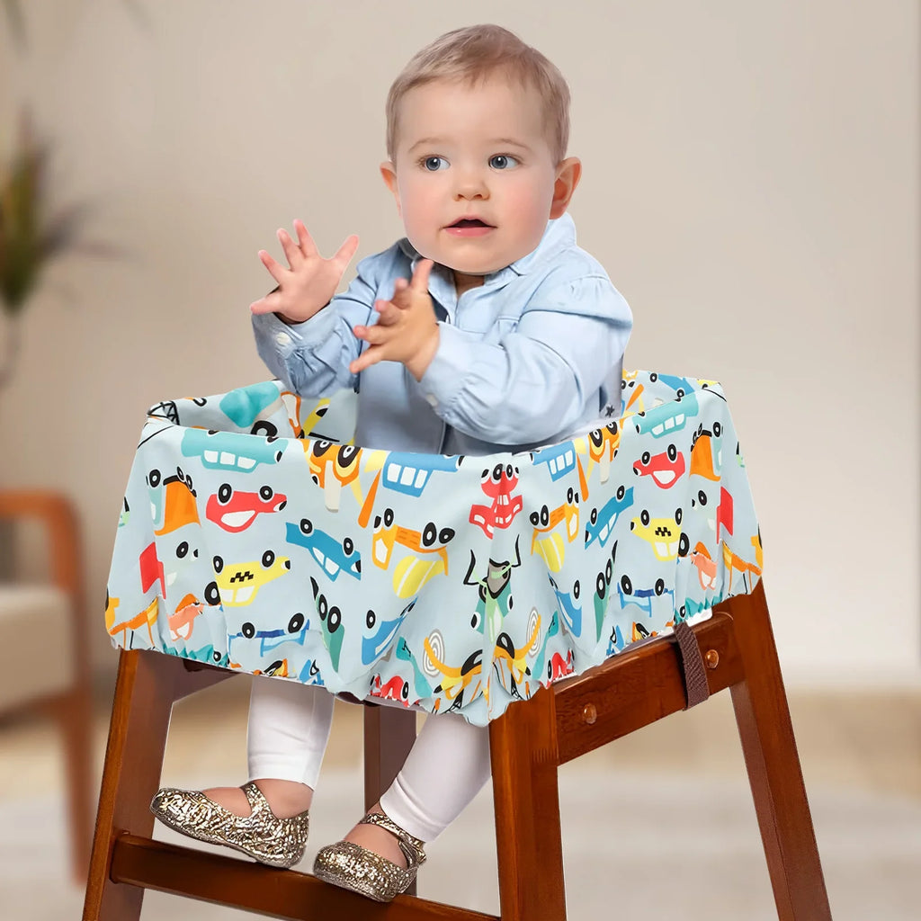 Baby Shopping Cart Seat Cover Polyester Waterproof Carton Style Baby Safety Cart Cover Comfortable Children Anti-Dirty Seat Pad