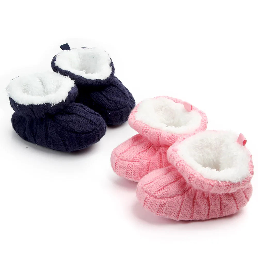 Baby Winter Shoes Knitted Fabric Soft Cotton Warm Infant Prewalking Shoes for Girls and Boys 0-12 Month Babies First Walking