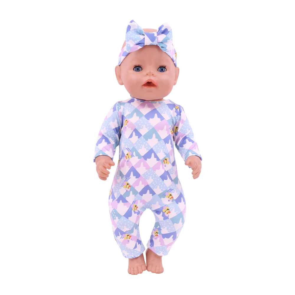 Doll Pajama Set With Unicorn Print For 43cm And 18 Inch Dolls