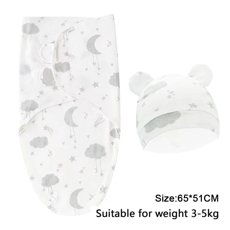 Baby Blanket And Hat Set 100 Percent Cotton Cartoon Animal Print