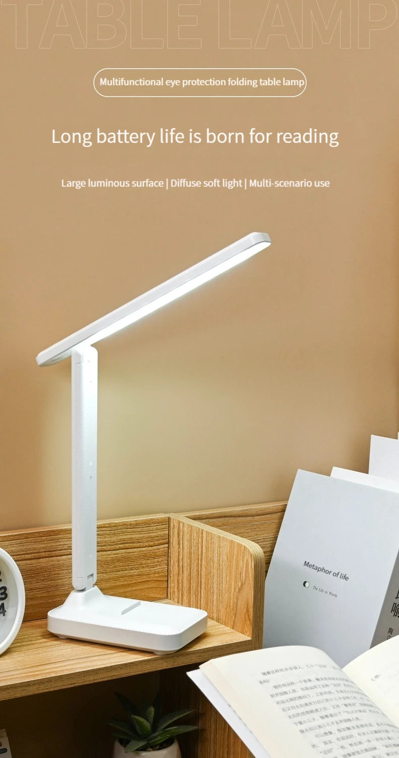Plastic Desk Lamp With Eye Protection Foldable USB Dimming