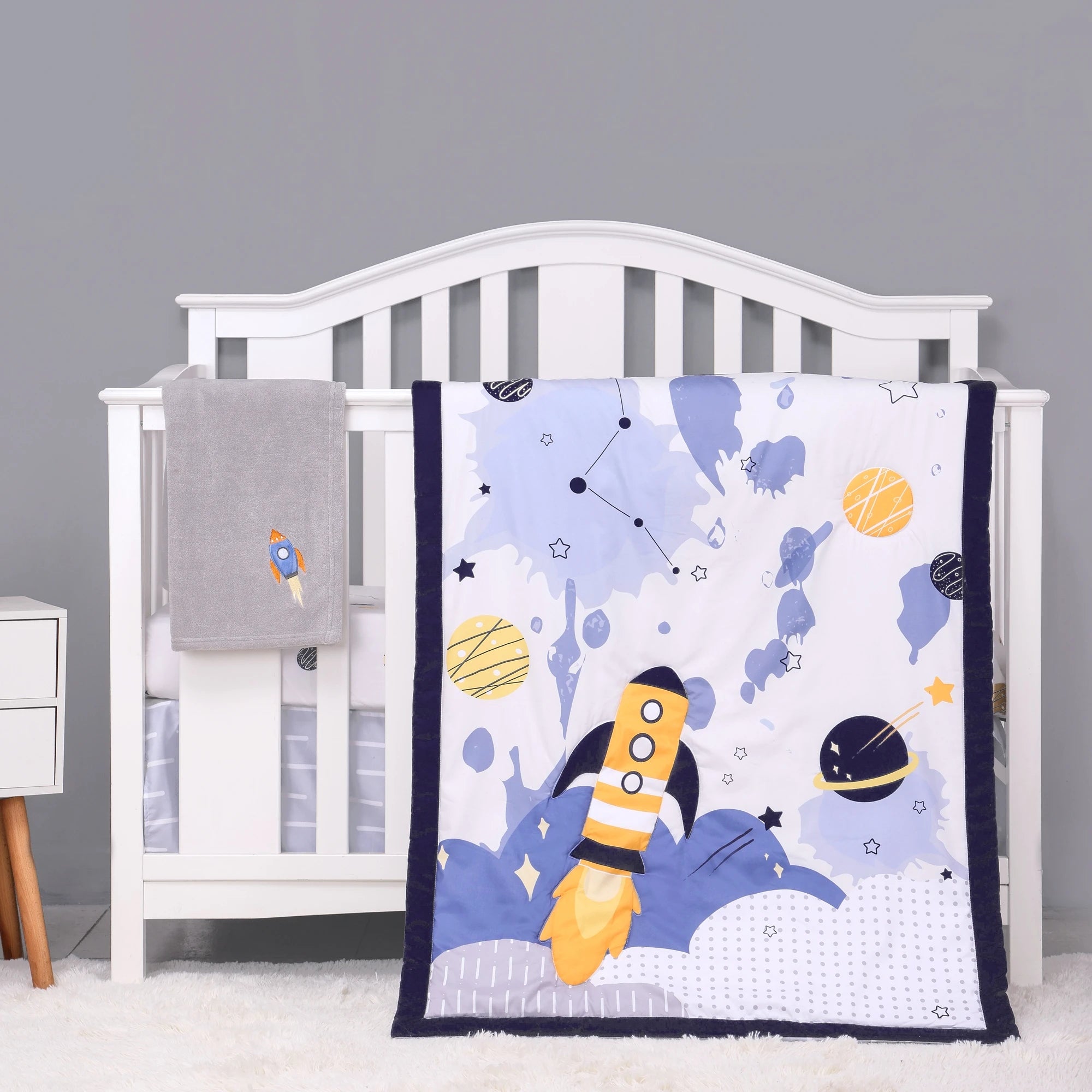 4Pcs Flower Giraffe luxury Baby Girl Cot Bedding Crib Set Cunas para Bebes (Comforter Fitted Sheet Crib Skirt Blanket)