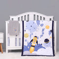 4Pcs Flower Giraffe luxury Baby Girl Cot Bedding Crib Set Cunas para Bebes (Comforter Fitted Sheet Crib Skirt Blanket)